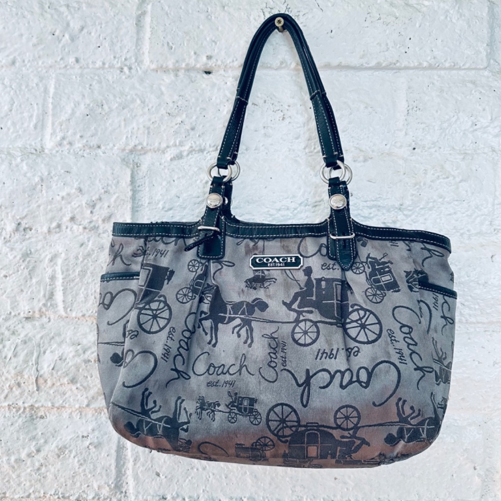 Coach Gallery Horse & Carriage East-West Tote/Purse Gray - Picture 11 of 12